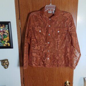 Chicos Womens Long Sleeve Blouse